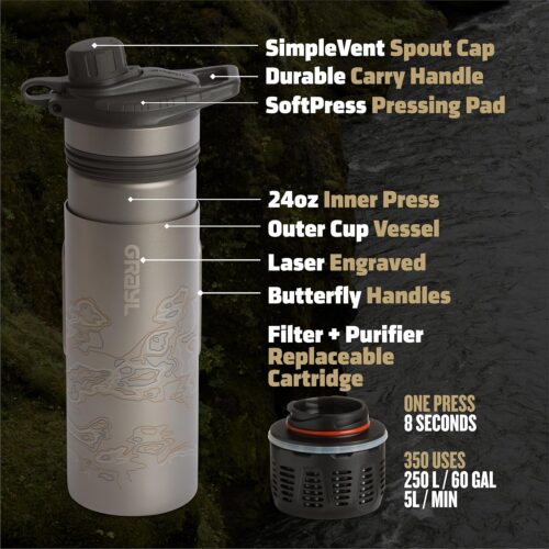 GRAYL GeoPress Titanium Water Purifier Bottle - Image 3
