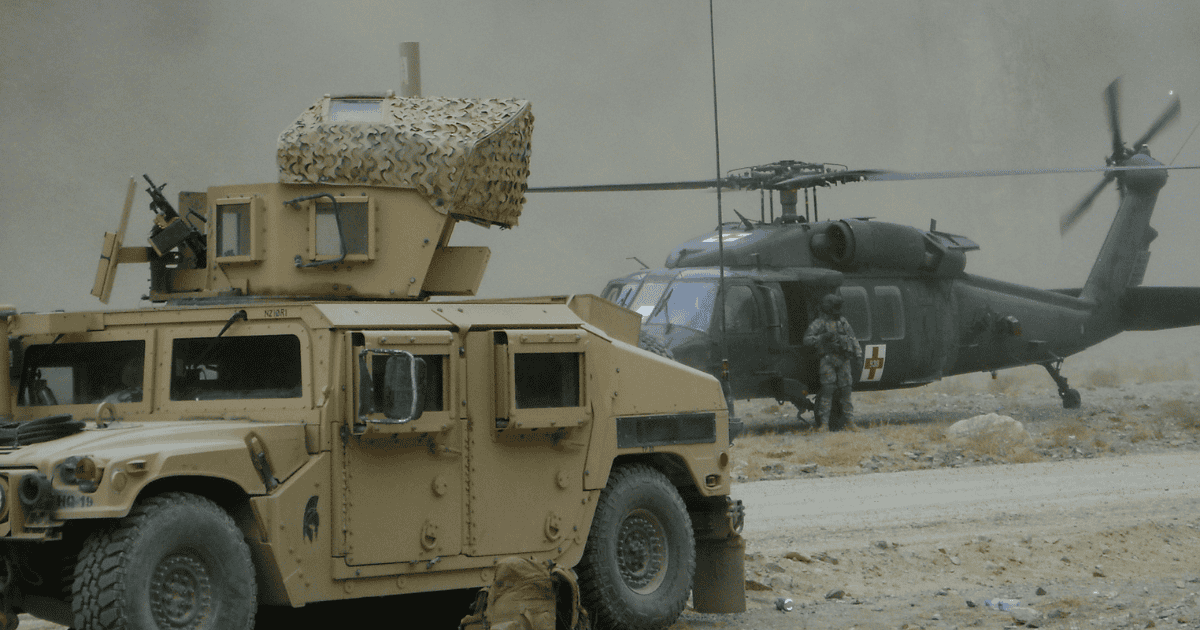 Medical Evacuation Blackhawk Helicopter Humvee